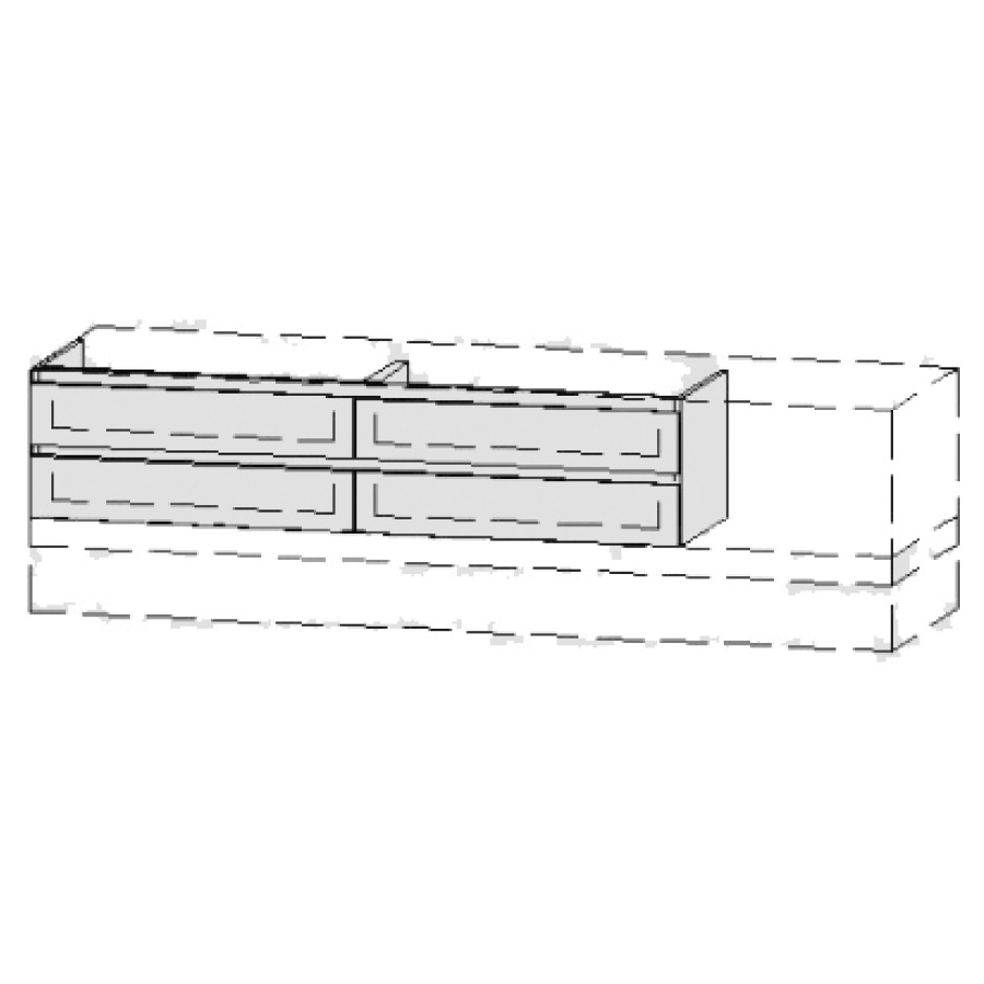 Élément inférieur  Vanity Bocco Style
151-200 x 45-55 x 40-55 cm
2&nbsp;éléments de tiroir, 2&nbsp;tiroirs chacune
avec Blumotion
2 caches-siphon