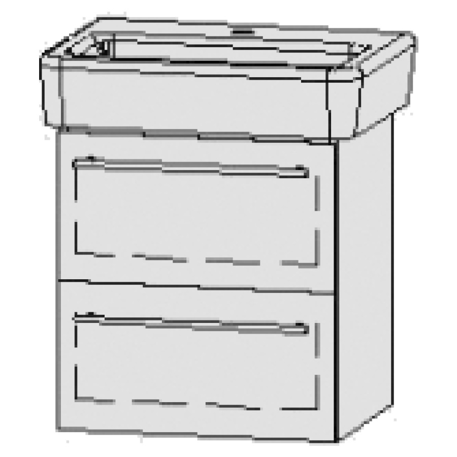 Élément inférieur  Vanity Pro S Compact
51 x 50 x 36.3 cm
élément de tiroir, 2&nbsp;tiroirs
avec Blumotion
pour lavabo
1 cache-siphon