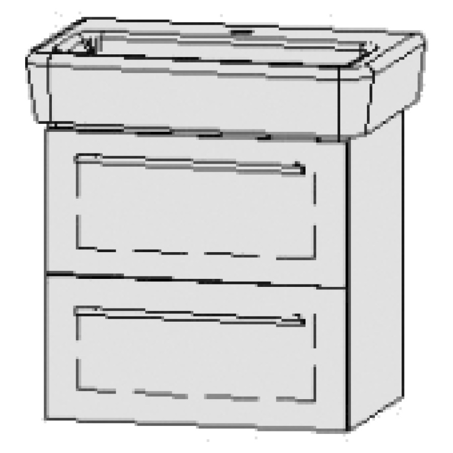 Élément inférieur  Vanity Pro S Compact
55 x 50 x 36.3 cm
élément de tiroir, 2&nbsp;tiroirs
avec Blumotion
pour lavabo
1 cache-siphon