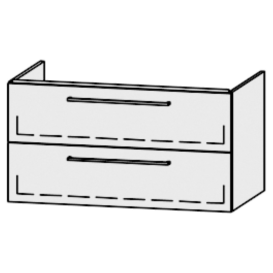 Élément inférieur  Procasa Cinque
99.5 x 52 x 55 cm
élément de tiroir, 2&nbsp;tiroirs
extrait complet avec Blumotion
1 cache-siphon
pour lavabo 275508