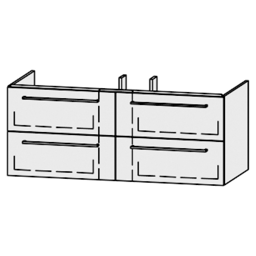 Élément inférieur
Procasa Cinque 130
129,5 x 52 x 55 cm
2 éléments avec 2 tiroirs à
extrait complet et Blumotion
niche pour le siphon