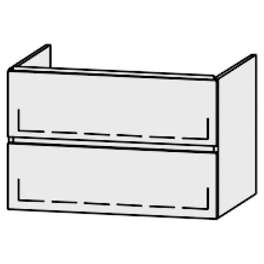 Élément inférieur  Procasa Cinque Line
79.5 x 52 x 55 cm
élément de tiroir, 2&nbsp;tiroirs
extrait complet avec Blumotion
1 cache-siphon, incl. consoles
pour lavabo 275507