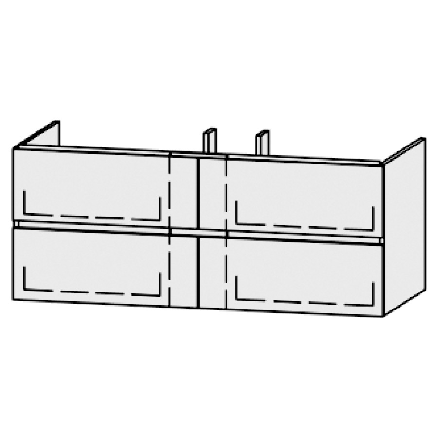 Élément inférieur
Procasa Cinque Line 130
129,5 x 52 x 55 cm
2 éléments avec 2 tiroirs
extrait complet avec Blumotion
niche pour le siphon
consoles inclus