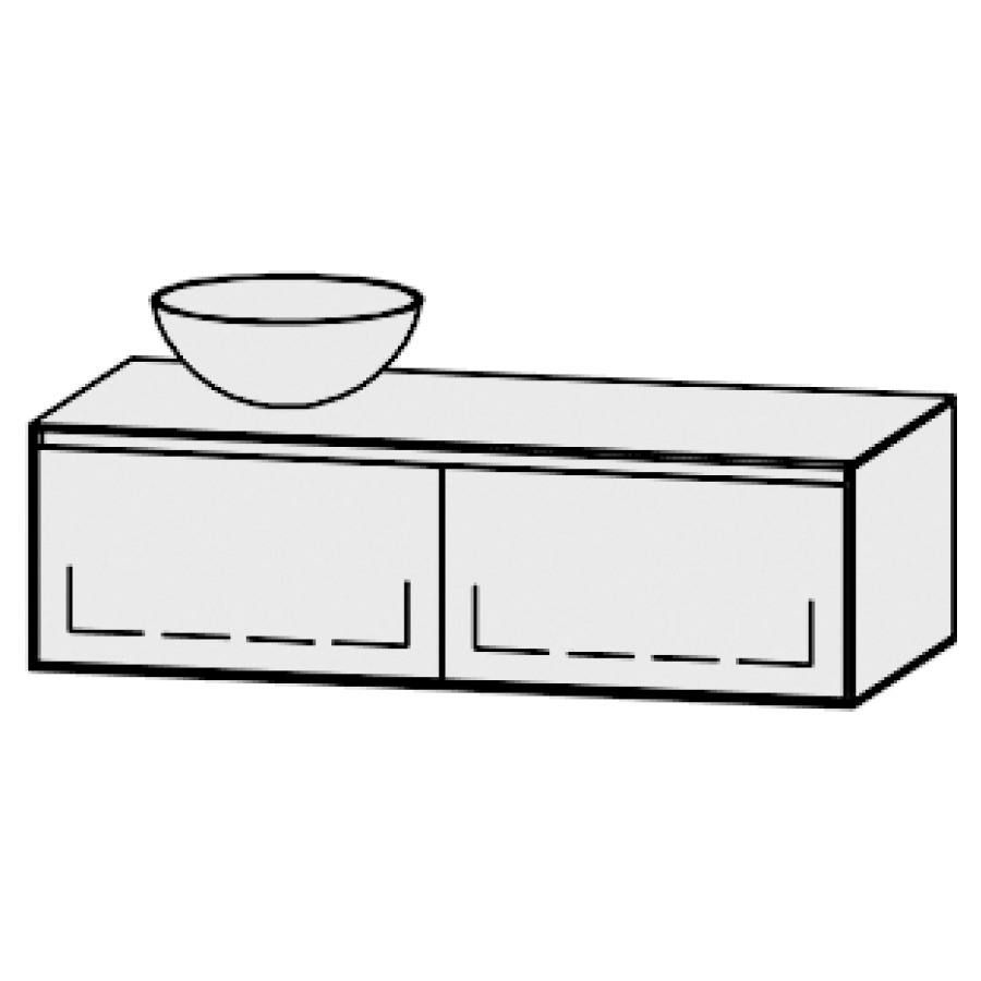 Meuble
Vanity-Pathos Style
120 x 35 x 55,5 cm
incl. table de lavabo 0,8 cm.
encastr. du lavabo par dessus
axe de lavabo 30 / 90 cm.
incl. consoles
2 éléments avec 1 tiroir
extrait complet et blumotion
sans cache-siphon
