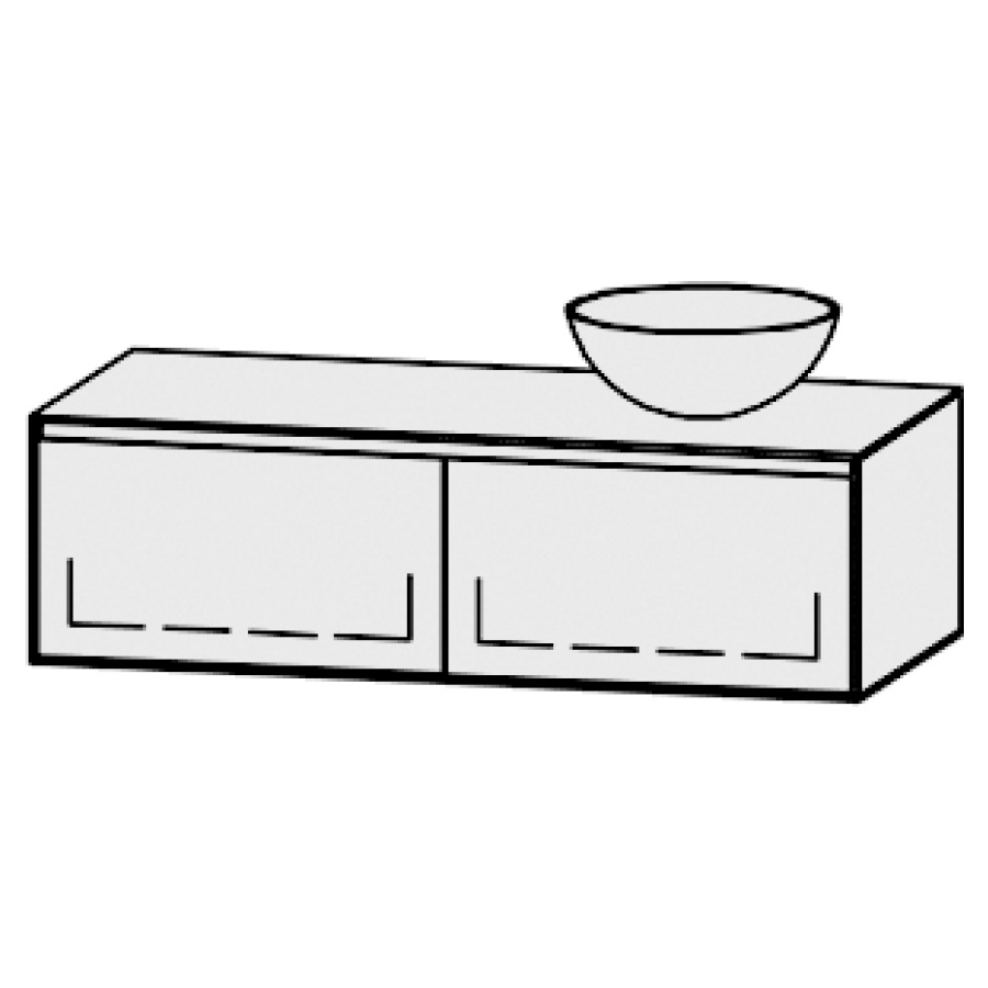 Meuble
Vanity-Pathos Style
120 x 35 x 55,5 cm
incl. table de lavabo 0,8 cm.
encastr. du lavabo par dessus
axe de lavabo 90 / 30 cm.
incl. consoles
2 éléments avec 1 tiroir
extrait complet et blumotion
sans cache-siphon