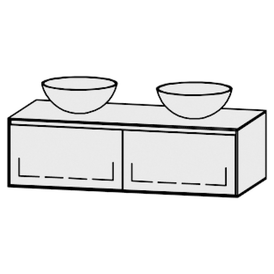 Meuble
Vanity-Pathos Style
120 x 35 x 55,5 cm
incl. table de lavabo 0,8 cm.
encastr. du lavabo par dessus
axe de lavabo 30 / 60 / 30 cm.
incl. consoles
2 éléments avec 1 tiroir
extrait complet et blumotion
sans caches-siphon