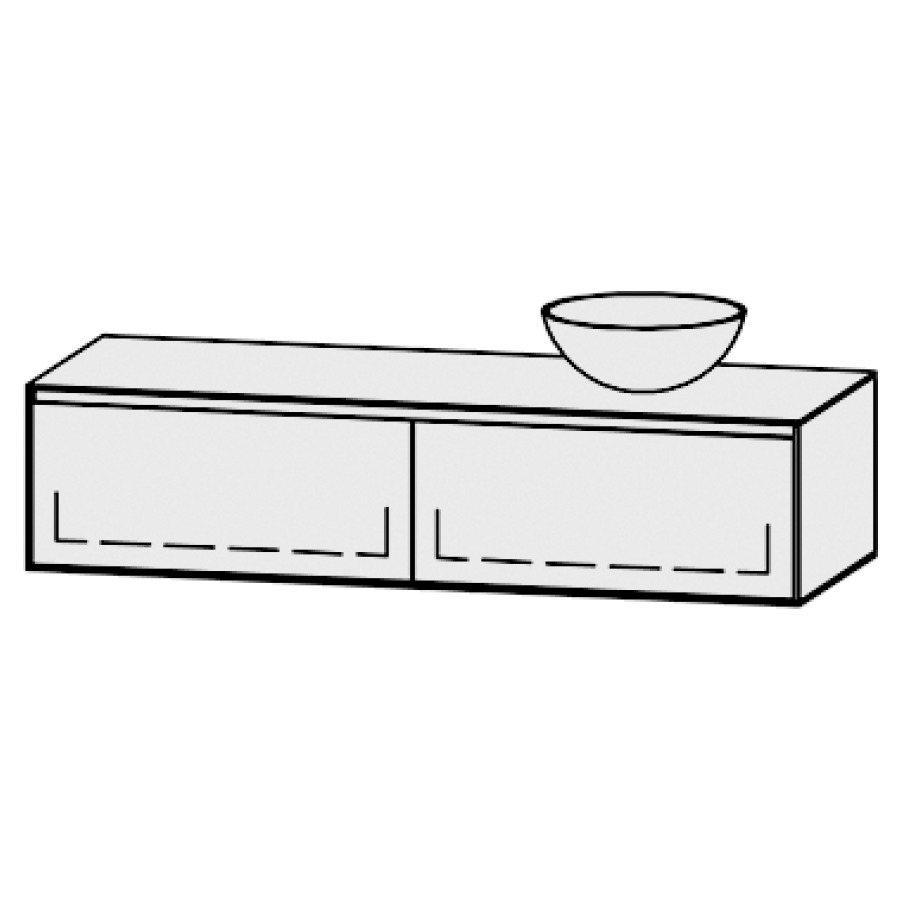 Meuble
Vanity-Pathos Style
150 x 35 x 55,5 cm
incl. table de lavabo 0,8 cm.
encastr. du lavabo par dessus
axe de lavabo 112,5 / 37,5 cm.
incl. consoles
2 éléments avec 1 tiroir
extrait complet et blumotion
sans cache-siphon
