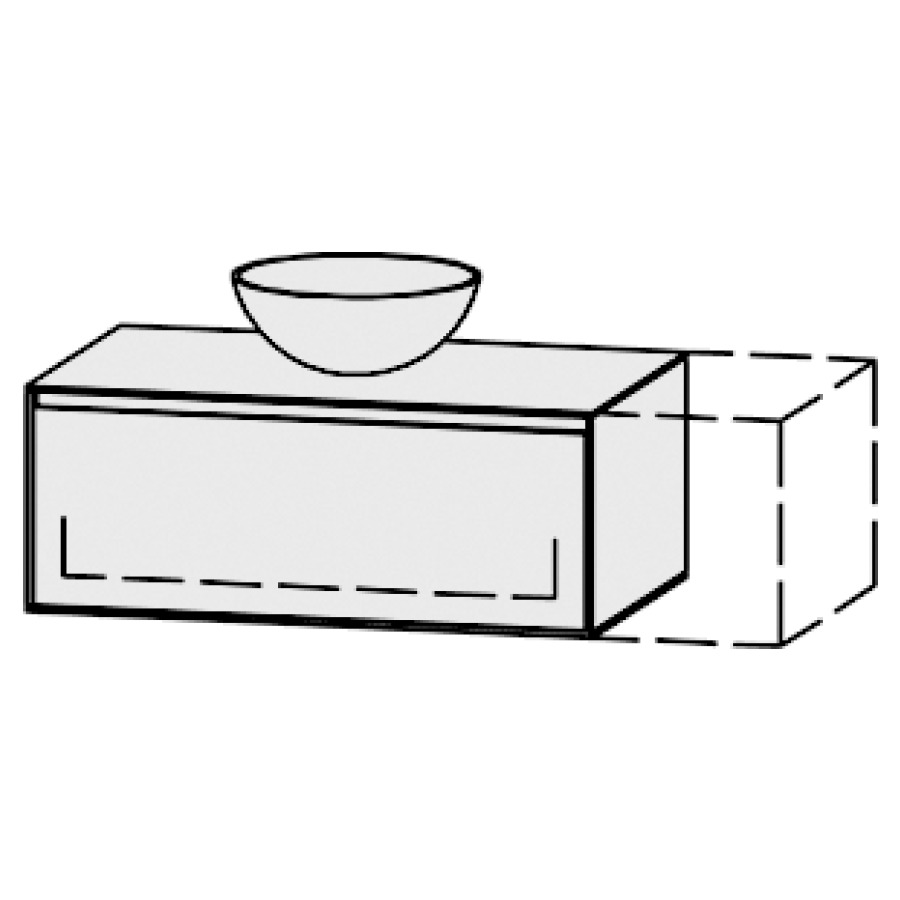 Meuble
Vanity-Pathos Style
91-130 x 35 x 55,5 cm
incl. table de lavabo 0,8 cm.
encastr. du lavabo par dessus
axe de lavabo selon plan
incl. consoles
élément avec 1 tiroir
extrait complet et blumotion
sans cache-siphon
