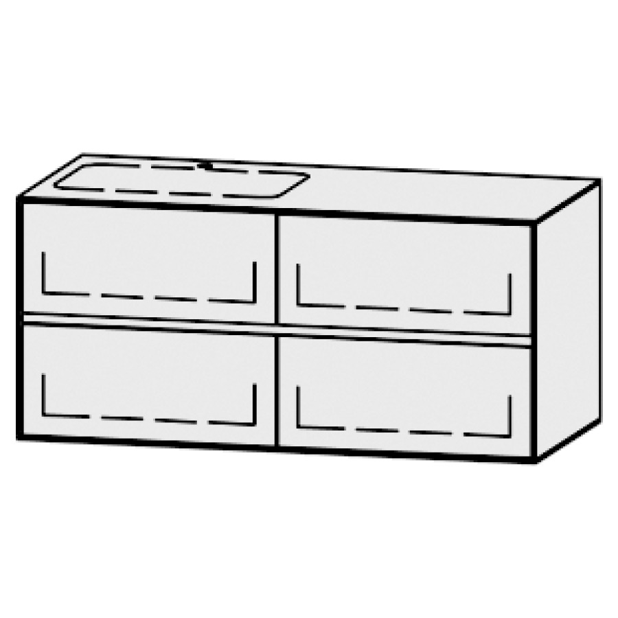 Meuble
Vanity-Pathos Line
120 x 58 x 55,5 cm
incl. table de lavabo 0,8 cm.
encastr. du lavabo par dessous
axe de lavabo 30 / 90 cm.
incl. consoles
2 éléments avec 2 tiroirs
extrait complet et blumotion
1 cache-siphon