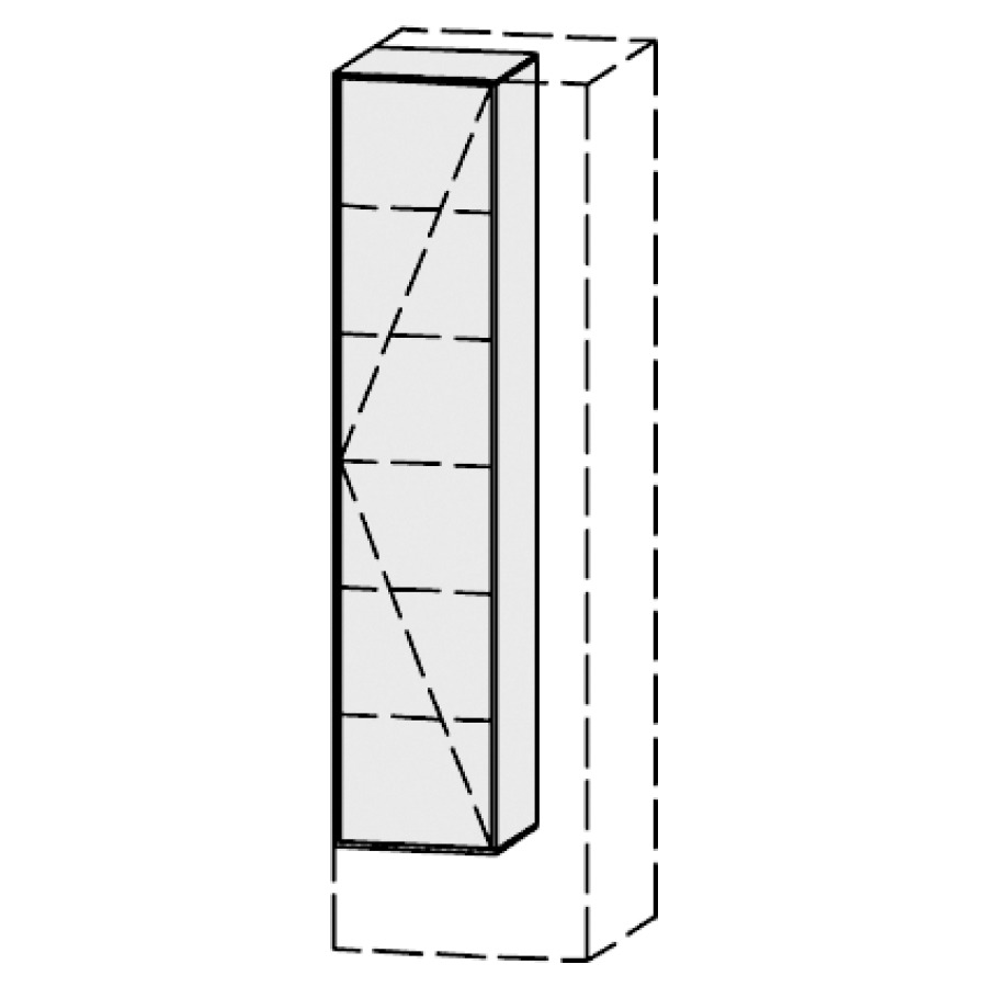 Armoire haute
Vanity-Pathos
32-50 x 150-180 x 20-50 cm
1 porte, charnières à droite
porte avec Blumotion
rayons selon liste
mesures selon liste
Push-Open