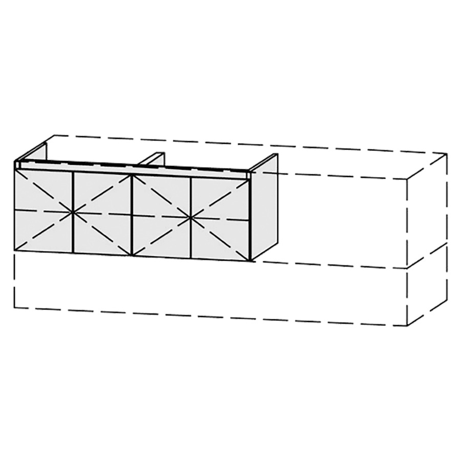 Élément inférieur  Vanity Bocco Style
90-150 x 45-55 x 40-55 cm
2&nbsp;armoires de tablette, 2&nbsp;portes chacune
1&nbsp;tablette chacune
avec Blumotion