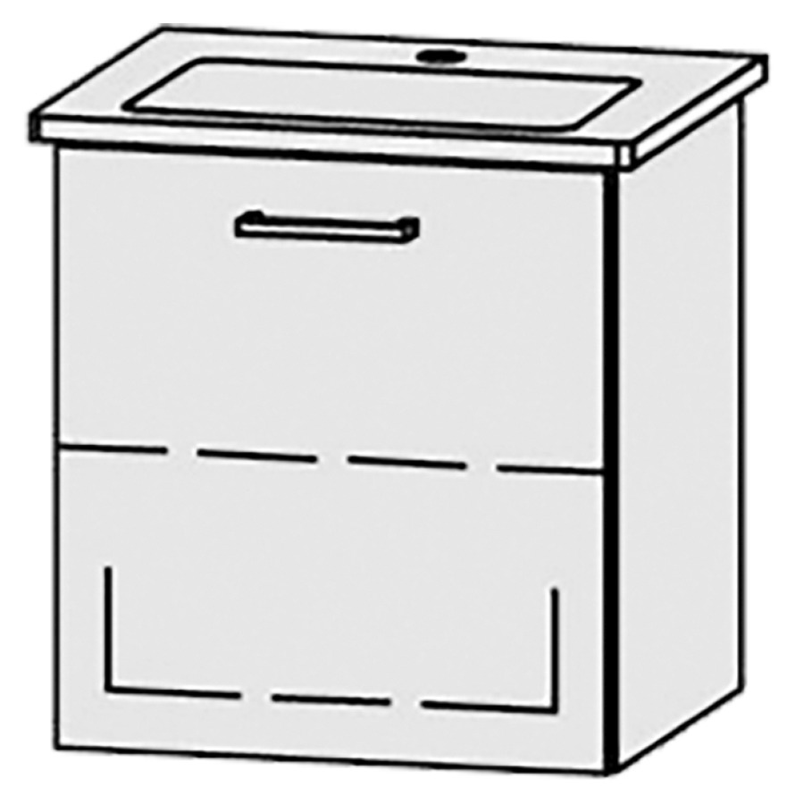 Élément inférieur
Vanity-Venticello Easy 50
46,7 x 50 x 41,2 cm
élément avec 1 tiroir
extrait complet avec Blumotion
sans cache-siphon
1 rayon réglable