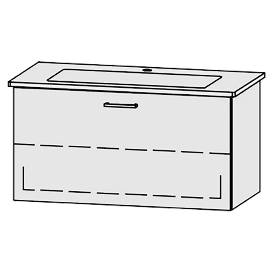 Élément inférieur
Vanity-Venticello Easy 100-1
96 x 50 x 48,8 cm
élément avec 1 tiroir
extrait complet avec Blumotion
sans cache-siphon
1 rayon réglable
1 trou pour robinetterie