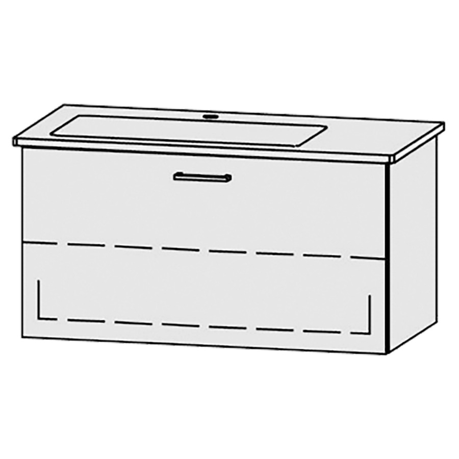 Élément inférieur
Vanity-Venticello Easy 100
96 x 50 x 48,8 cm
élément avec 1 tiroir
extrait complet avec Blumotion
sans cache-siphon
1 rayon réglable
lavabo à gauche