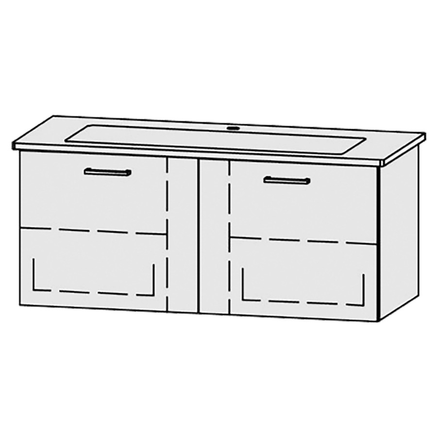 Élément inférieur  Vanity Venticello Easy
116 x 50 x 48.8 cm
2&nbsp;éléments de tiroir, 1&nbsp;tiroir chacune
1&nbsp;tablette chacune
avec Blumotion
niche pour le siphon
pour lavabo
1 trou pour robinetterie