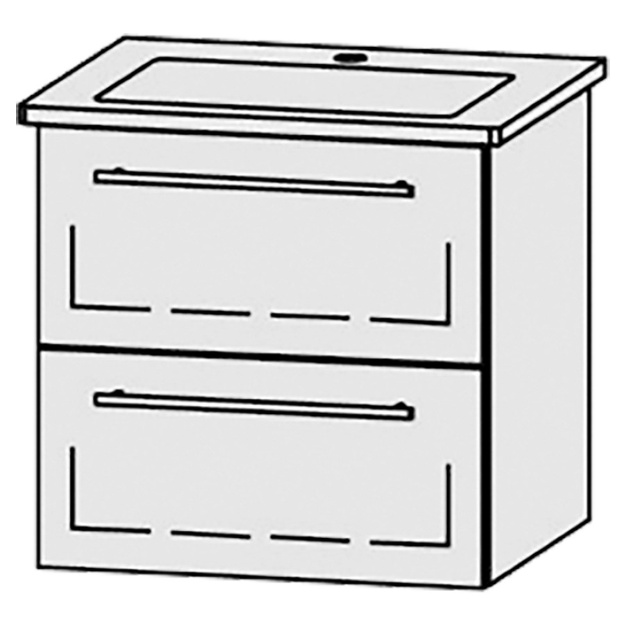 Élément inférieur  Vanity Venticello
56 x 55 x 48.8 cm
élément de tiroir, 2&nbsp;tiroirs
avec Blumotion
1 cache-siphon
pour lavabo
