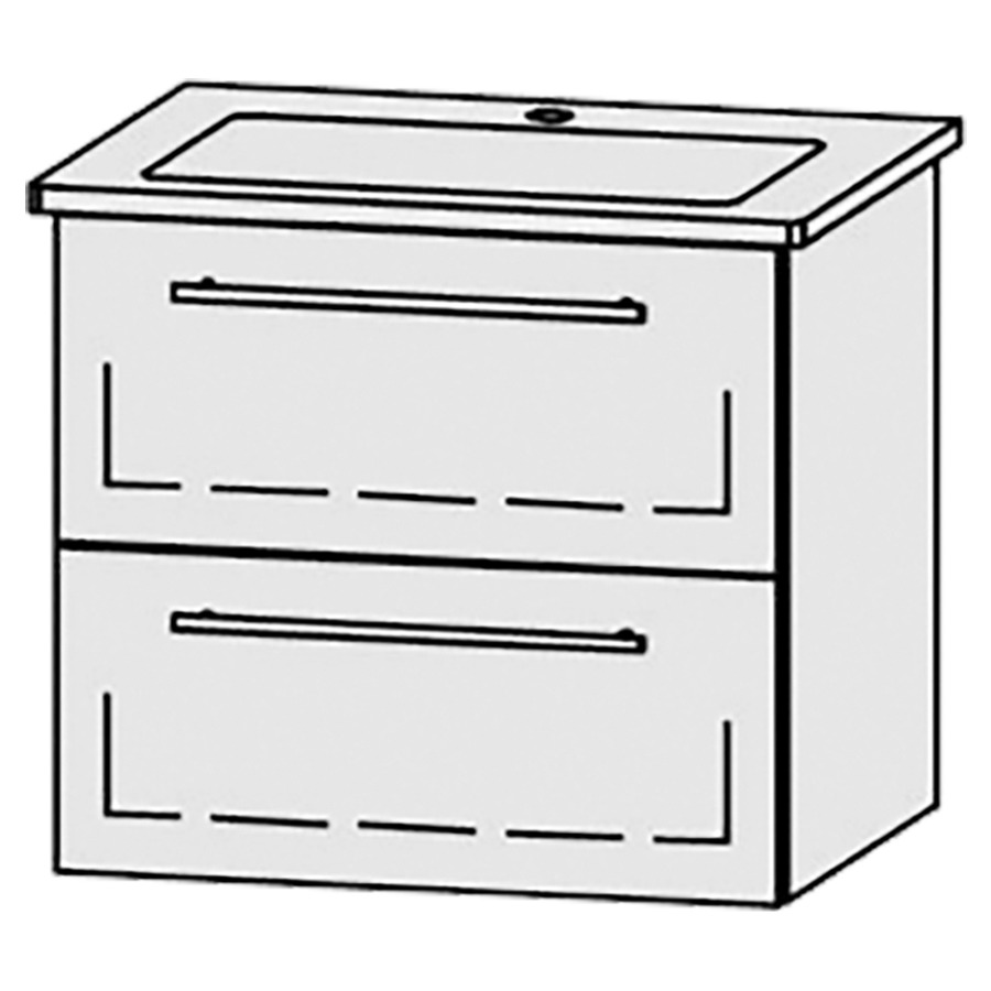 Élément inférieur  Vanity Venticello
61 x 55 x 48.8 cm
élément de tiroir, 2&nbsp;tiroirs
avec Blumotion
1 cache-siphon
pour lavabo