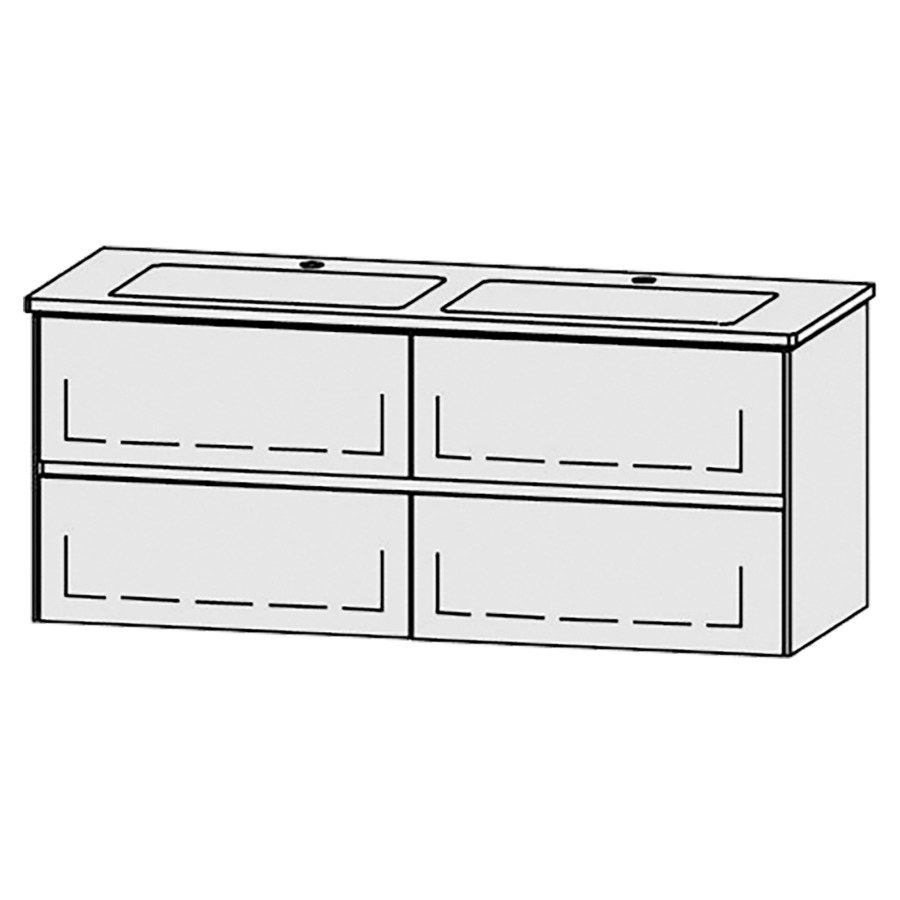Élément inférieur
Vanity-Venticello Viiva
Line 130-2
127,6 x 52 x 48,8 cm
2 éléments avec 2 tiroirs
extrait complet avec Blumotion
2 caches-siphon