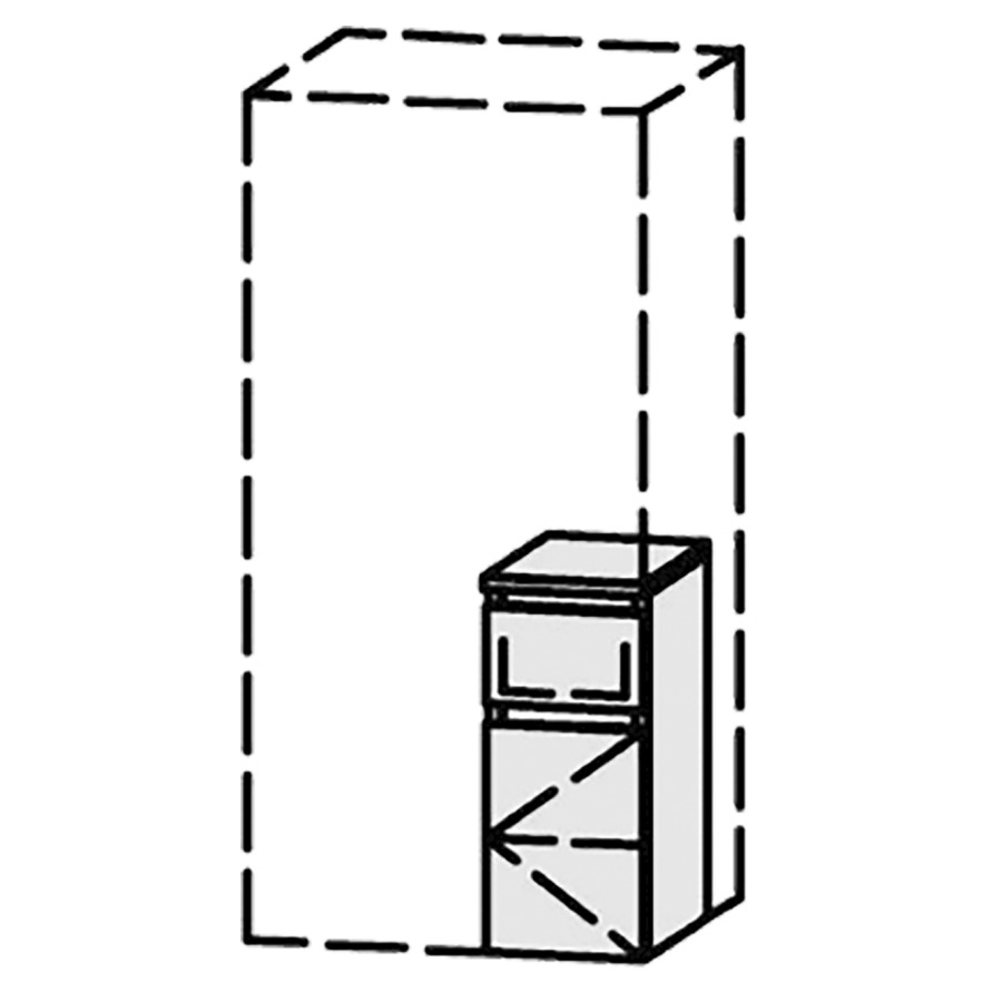 Armoire mi-haute Vanity Keramik Style 
20-50 x 45-135 x 32-45 cm
1&nbsp;tiroir, 1&nbsp;porte, charnière à droite
Nombre de tablettes selon liste
avec Blumotion
avec plat. de finition 1.6 cm