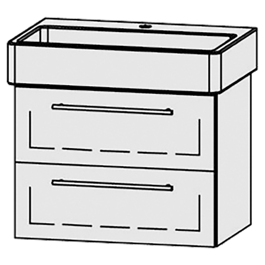 Élément inférieur  Vanity Vero
66 x 50 x 43.8 cm
élément de tiroir, 2&nbsp;tiroirs
avec Blumotion
sans cache-siphon
pour lavabo