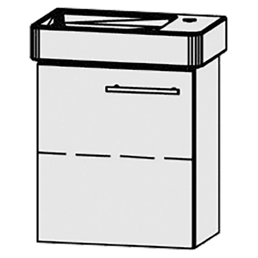 Élément inférieur  Vanity Pro S Compact
44 x 50 x 26.8 cm
armoire de tablette, 1&nbsp;porte
charnière à gauche
avec Blumotion
pour lavabo à gauche