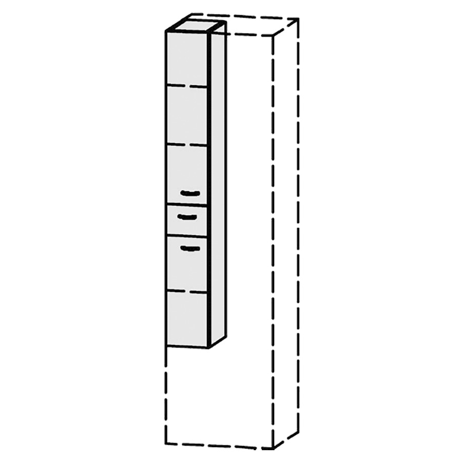 Armoire haute Vanity Keramik 
20-50 x 135-182.8 x 32-45 cm
1&nbsp;porte, charnière à gauche
1&nbsp;tiroir
1&nbsp;porte, charnière à gauche
Nombre de tablettes selon liste
avec Blumotion