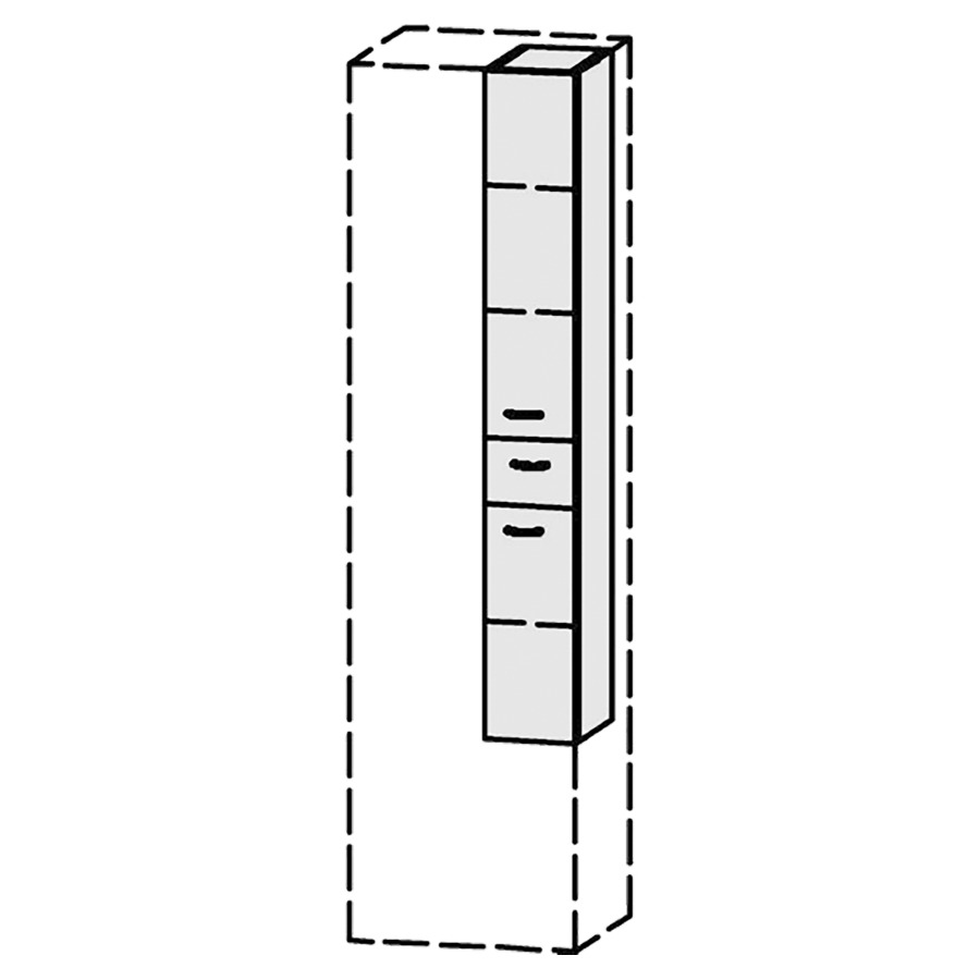 Armoire haute Vanity Keramik  
20-50 x 135-182.8 x 32-45 cm
2&nbsp;portes, charnière à droite
1&nbsp;tiroir
2&nbsp;portes, charnière à droite
Nombre de tablettes selon liste
avec Blumotion