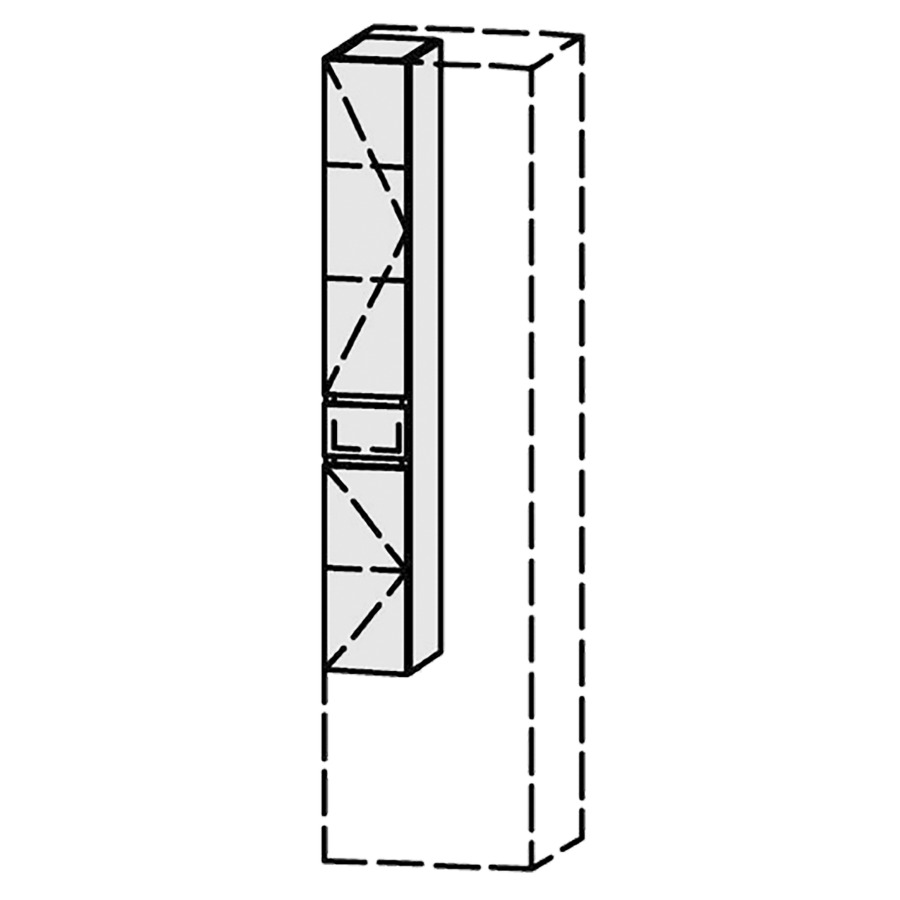 Armoire haute Vanity Keramik Line 
20-50 x 135-182.8 x 32-45 cm
2&nbsp;portes, charnière à gauche
1&nbsp;tiroir
2&nbsp;portes, charnière à gauche
Nombre de tablettes selon liste
avec Blumotion