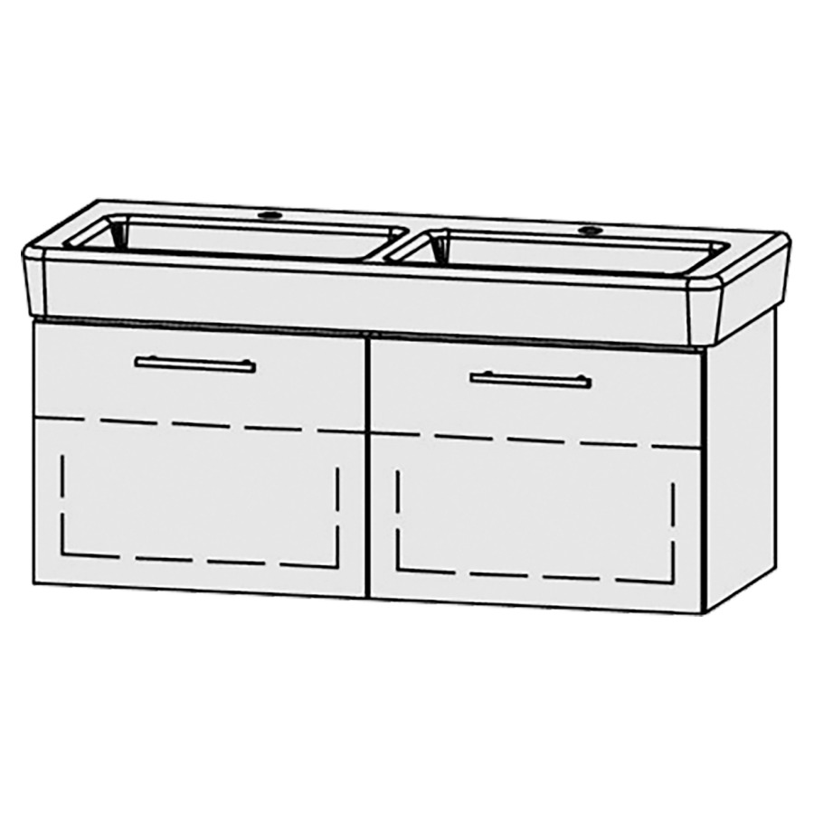 Élément inférieur
Vanity-Pro S Easy 120-2
115,5 x 45 x 44,7 cm
2 éléments avec 1 tiroir
extrait complet avec Blumotion
sans cache-siphon
1 rayon réglable chacun
