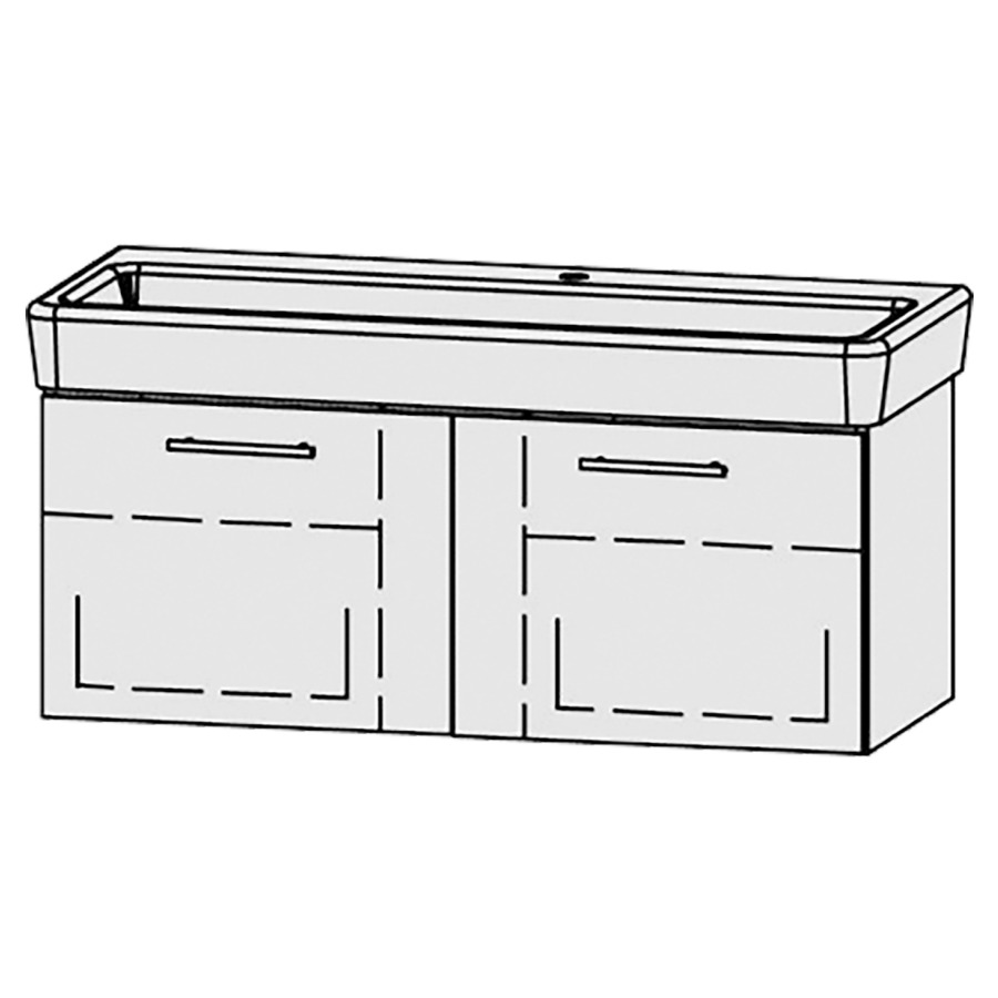 Élément inférieur  Vanity Pro S Easy
115.5 x 45 x 44.7 cm
2&nbsp;éléments de tiroir, 1&nbsp;tiroir chacune
1&nbsp;tablette chacune
avec Blumotion
pour 1 lavabo, 1 trou pour robinetterie
niche pour le siphon