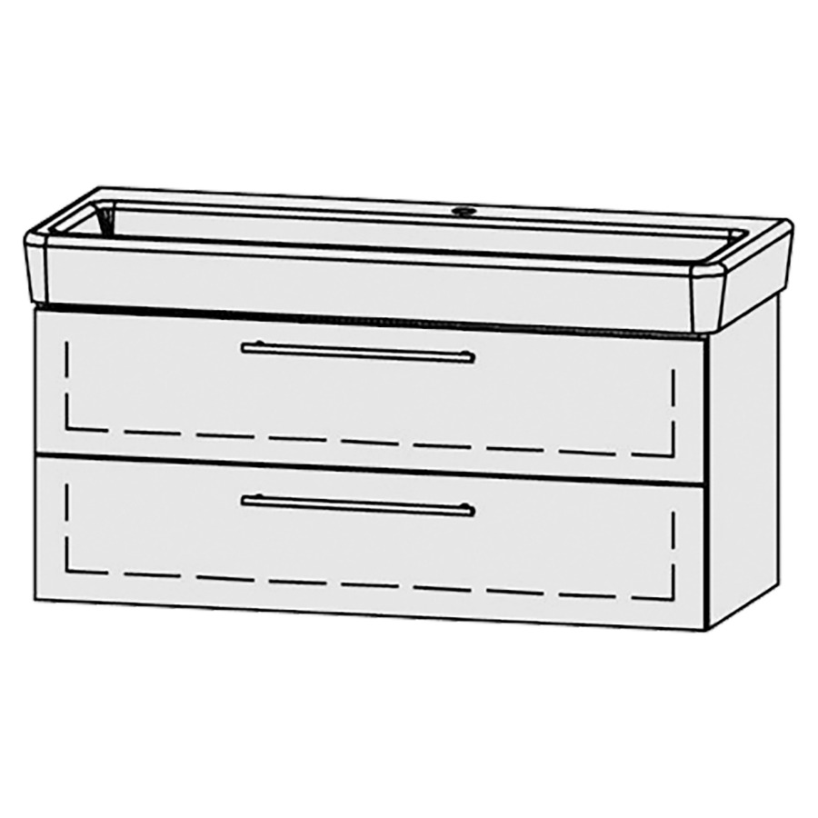 Élément inférieur
Vanity-Pro S 120-1
115,5 x 50 x 44,7 cm
élément avec 2 tiroirs
extrait complet avec Blumotion
1 cache-siphon