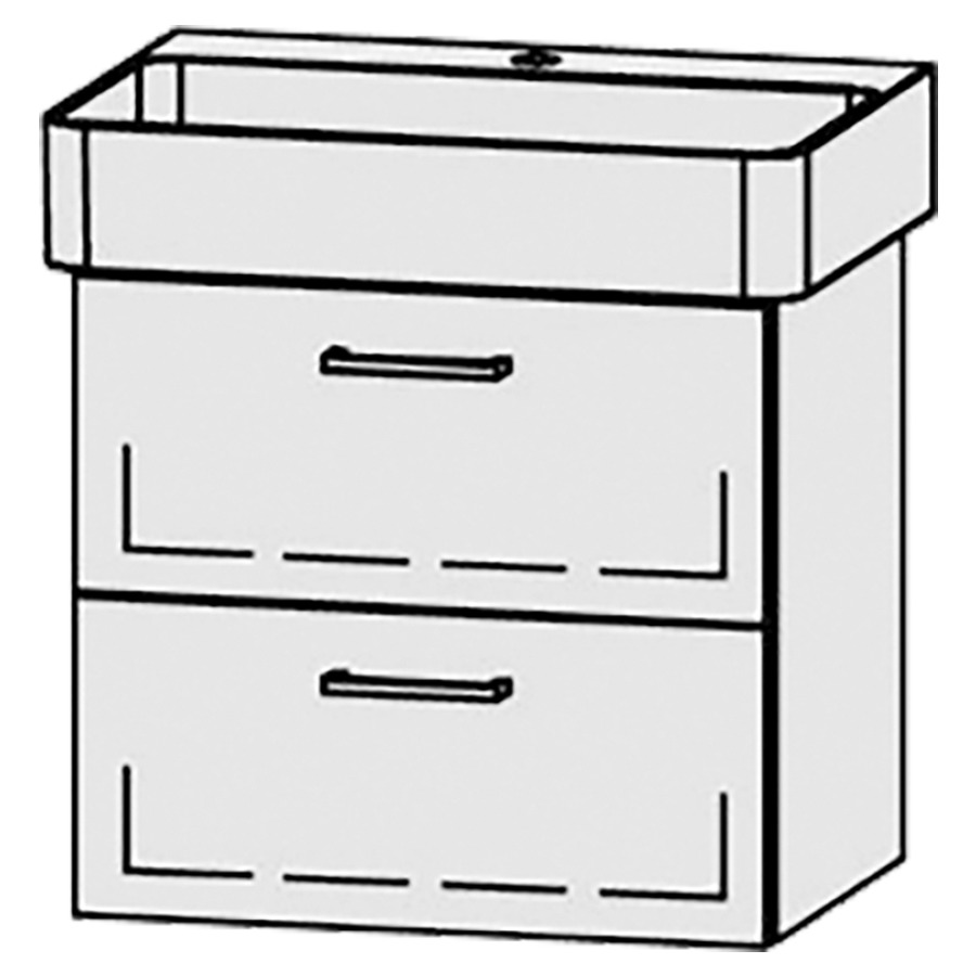 Élément inférieur  Vanity Val
55 x 50 x 39.8 cm
élément de tiroir, 2&nbsp;tiroirs
avec Blumotion
sans cache-siphon
pour lavabo