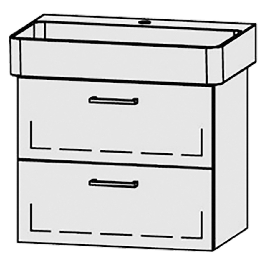 Élément inférieur  Vanity Val
60 x 50 x 39.8 cm
élément de tiroir, 2&nbsp;tiroirs
avec Blumotion
sans cache-siphon
pour lavabo