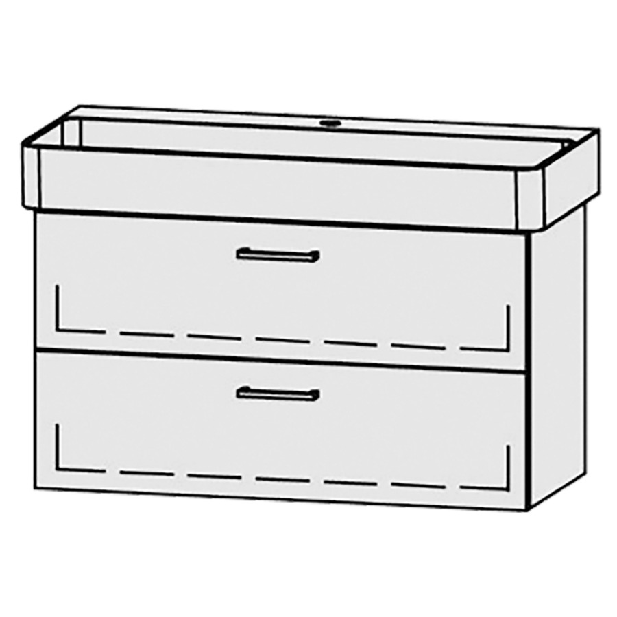 Élément inférieur  Vanity Val
90 x 50 x 39.8 cm
élément de tiroir, 2&nbsp;tiroirs
avec Blumotion
sans cache-siphon
pour lavabo