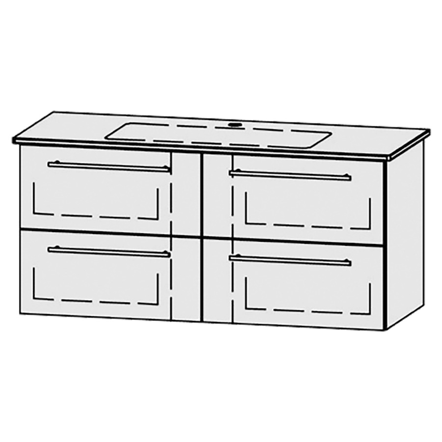 Élément inférieur  Vanity Me by Starck
121 x 55 x 47.8 cm
2&nbsp;éléments de tiroir, 2&nbsp;tiroirs chacune
avec Blumotion
pour 1&nbsp;lavabo
niche pour le siphon