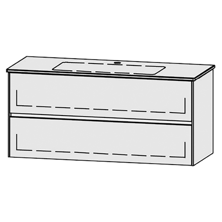 Élément inférieur
Vanity-Me by Starck
Viiva Line 123
120,6 x 58 x 47,8 cm
élément avec 2 tiroirs
extrait complet avec Blumotion
1 cache-siphon