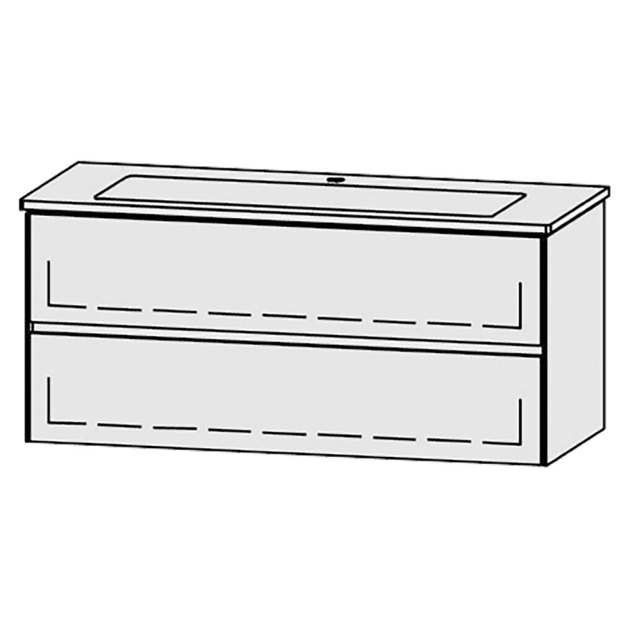 Élément inférieur
Vanity-Venticello Viiva
Line 120-1
117,6 x 52 x 48,8 cm
élément avec 2 tiroirs
extrait complet avec Blumotion
1 cache-siphon
1 trou pour robinetterie