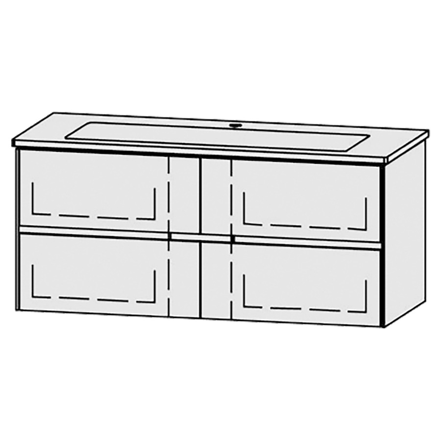 Élément inférieur
Vanity-Venticello Viiva
Line 120-1
117,6 x 52 x 48,8 cm
2 éléments avec 2 tiroirs
extrait complet avec Blumotion
niche pour le siphon
1 trou pour robinetterie