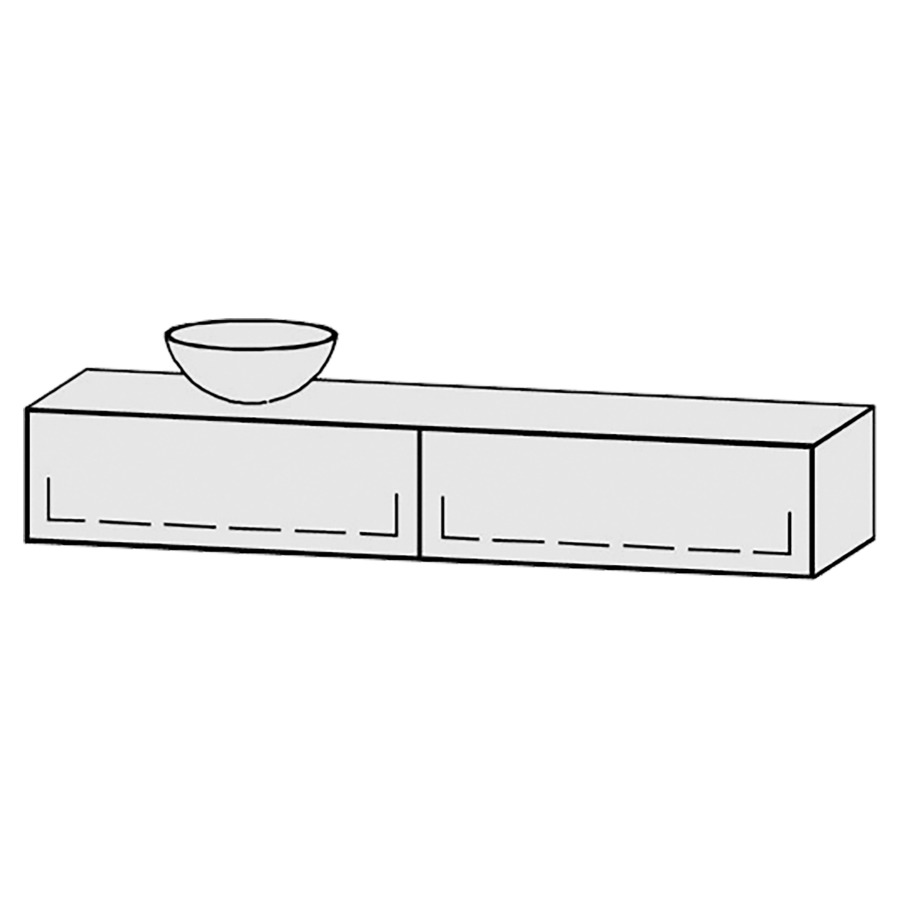 Meuble
Vanity-Tribute Alea
180 x 30 x 52 cm
incl. table de lavabo 1,9 cm.
encastrement du lavabo
par dessus
axe de lavabo 45/135 cm.
incl. consoles
2 éléments avec 1 tiroir
extrait complet avec Blumotion
sans cache-siphon
tiroirs Legrabox noir
Push-Open, avec Blumotion