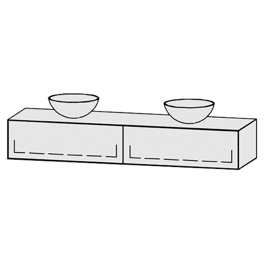 Meuble
Vanity-Tribute Alea
180 x 30 x 52 cm
incl. table de lavabo 1,9 cm.
encastrement du lavabo
par dessus
axe de lavabo 45/90/45 cm.
incl. consoles
2 éléments avec 1 tiroir
extrait complet avec Blumotion
sans caches-siphon
tiroirs Legrabox noir
Push-Open, avec Blumotion