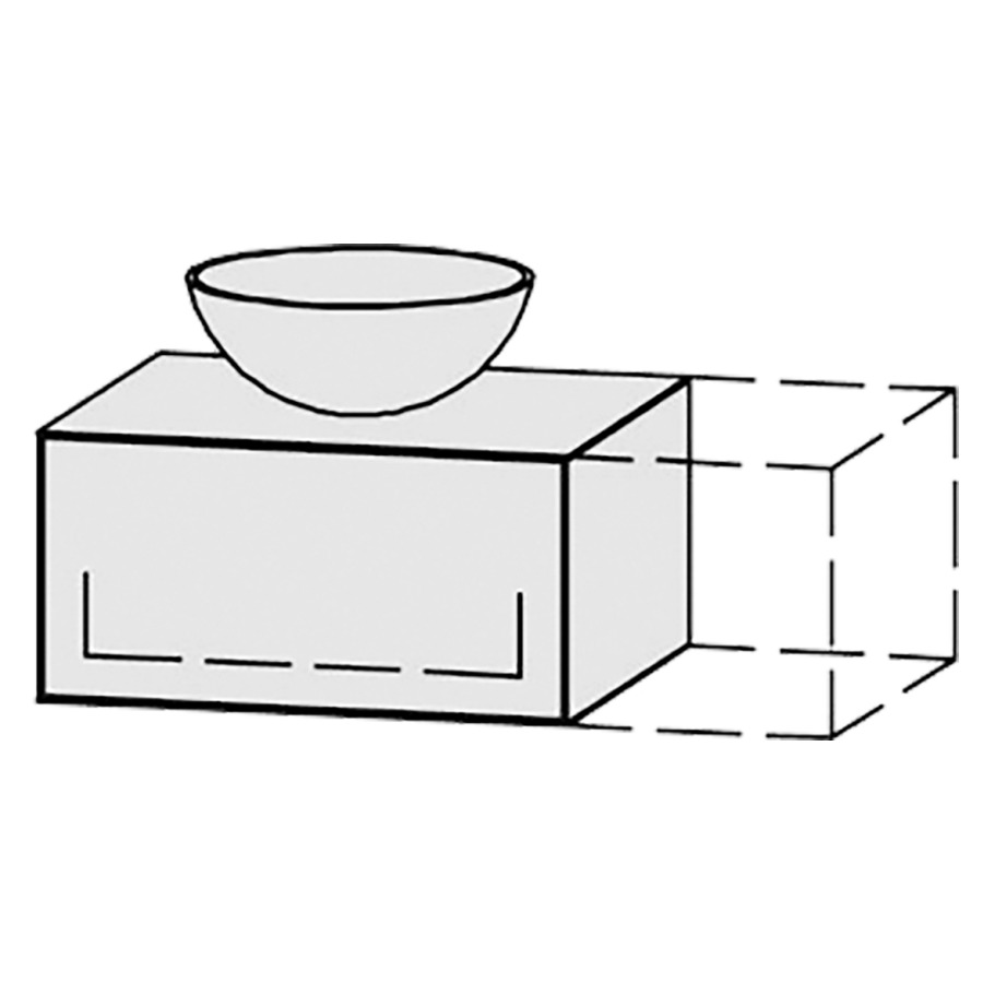Meuble
Vanity-Tribute Alea
60-90 x 30 x 52 cm
incl. table de lavabo 1,9 cm.
encastrement du lavabo
par dessus
axe de lavabo selon plan
incl. consoles
élément avec 1 tiroir
extrait complet avec Blumotion
sans cache-siphon
tiroir Legrabox noir
Push-Open, avec Blumotion
