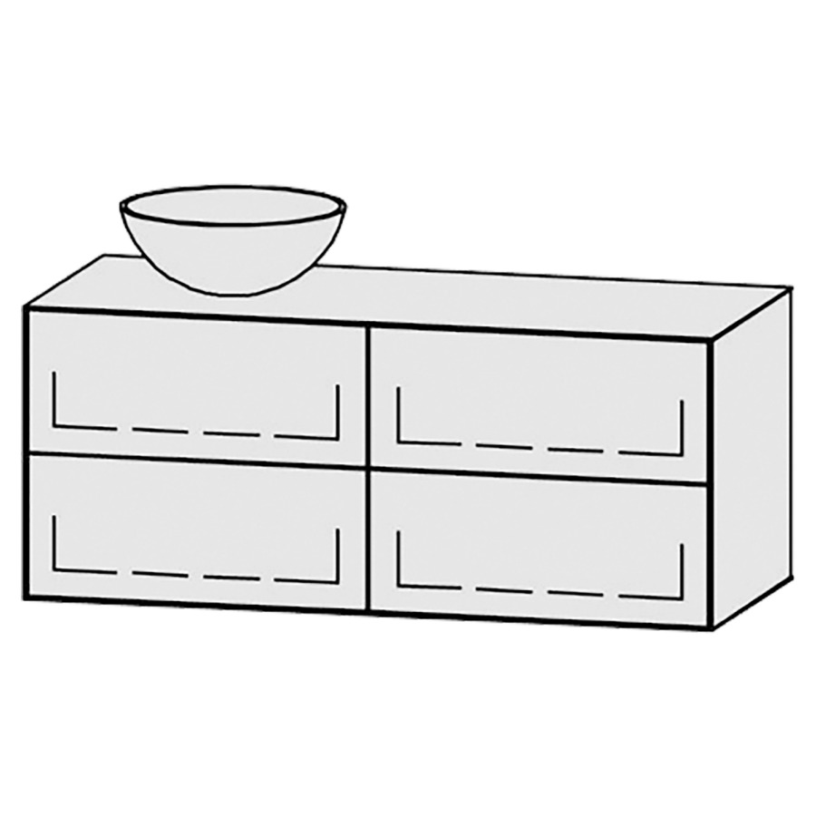 Meuble
Vanity-Tribute Alea
120 x 50 x 52 cm
incl. table de lavabo 1,9 cm.
encastrement du lavabo
par dessus
axe de lavabo 30/90 cm.
incl. consoles
2 éléments avec 2 tiroirs
extrait complet avec Blumotion
1 cache-siphon
tiroirs Legrabox noir
Push-Open, avec Blumotion