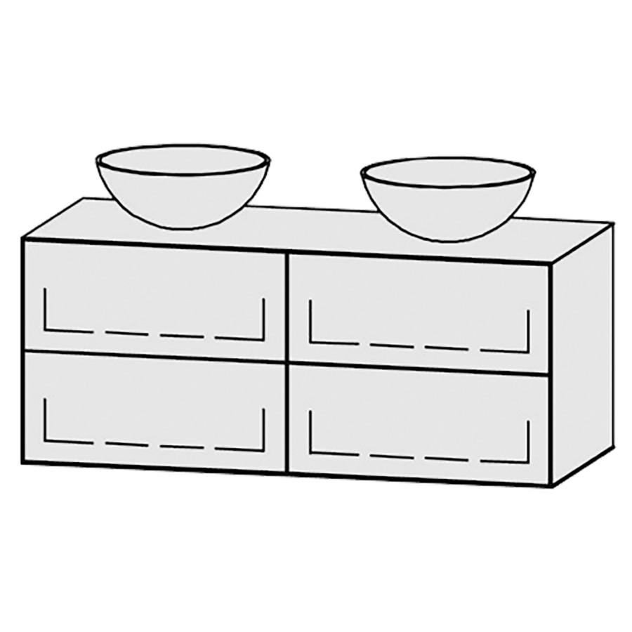 Meuble
Vanity-Tribute Alea
120 x 50 x 52 cm
incl. table de lavabo 1,9 cm.
encastrement du lavabo
par dessus
axe de lavabo 30/60/30 cm.
incl. consoles
2 éléments avec 2 tiroirs
extrait complet avec Blumotion
2 caches-siphon
tiroirs Legrabox noir
Push-Open, avec Blumotion
