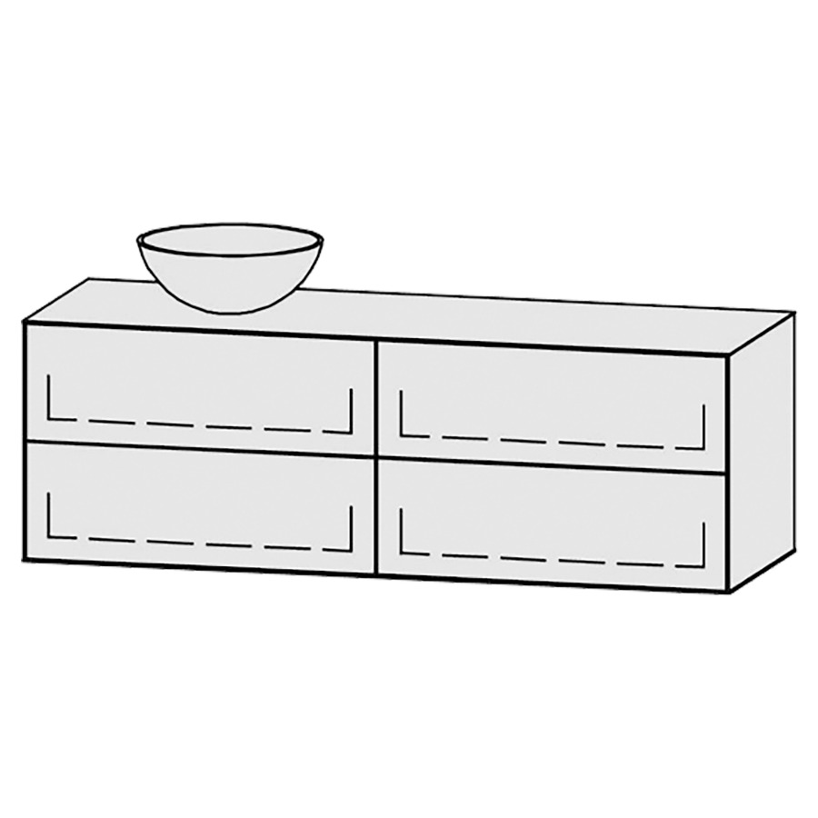 Meuble
Vanity-Tribute Alea
150 x 50 x 52 cm
incl. table de lavabo 1,9 cm.
encastrement du lavabo
par dessus
axe de lavabo 37,5/112,5 cm.
incl. consoles
2 éléments avec 2 tiroirs
extrait complet avec Blumotion
1 cache-siphon
tiroirs Legrabox noir
Push-Open, avec Blumotion