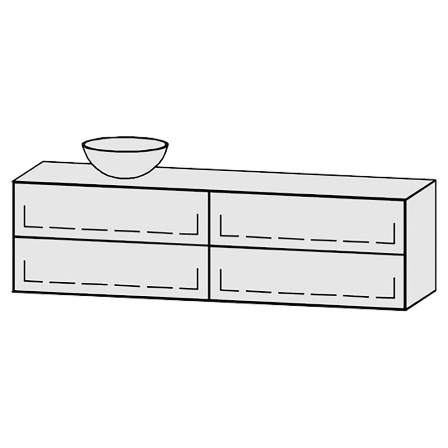 Meuble
Vanity-Tribute Alea
180 x 50 x 52 cm
incl. table de lavabo 1,9 cm.
encastrement du lavabo
par dessus
axe de lavabo 45/135 cm.
incl. consoles
2 éléments avec 2 tiroirs
extrait complet avec Blumotion
1 cache-siphon
tiroirs Legrabox noir
Push-Open, avec Blumotion