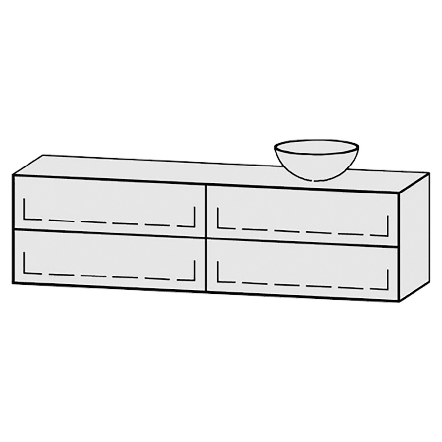 Meuble
Vanity-Tribute Alea
180 x 50 x 52 cm
incl. table de lavabo 1,9 cm.
encastrement du lavabo
par dessus
axe de lavabo 135/45 cm.
incl. consoles
2 éléments avec 2 tiroirs
extrait complet avec Blumotion
1 cache-siphon
tiroirs Legrabox noir
Push-Open, avec Blumotion