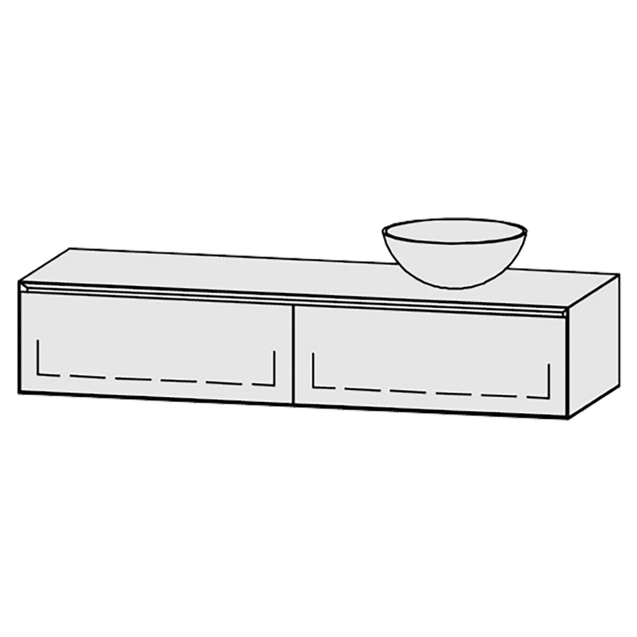 Meuble
Vanity-Tribute Alea Style
150 x 30 x 52 cm
incl. table de lavabo 1,9 cm.
encastrement du lavabo
par dessus
axe de lavabo 112,5/37,5 cm.
incl. consoles
2 éléments avec 1 tiroir
extrait complet et blumotion
sans cache-siphon
tiroirs Legrabox noir