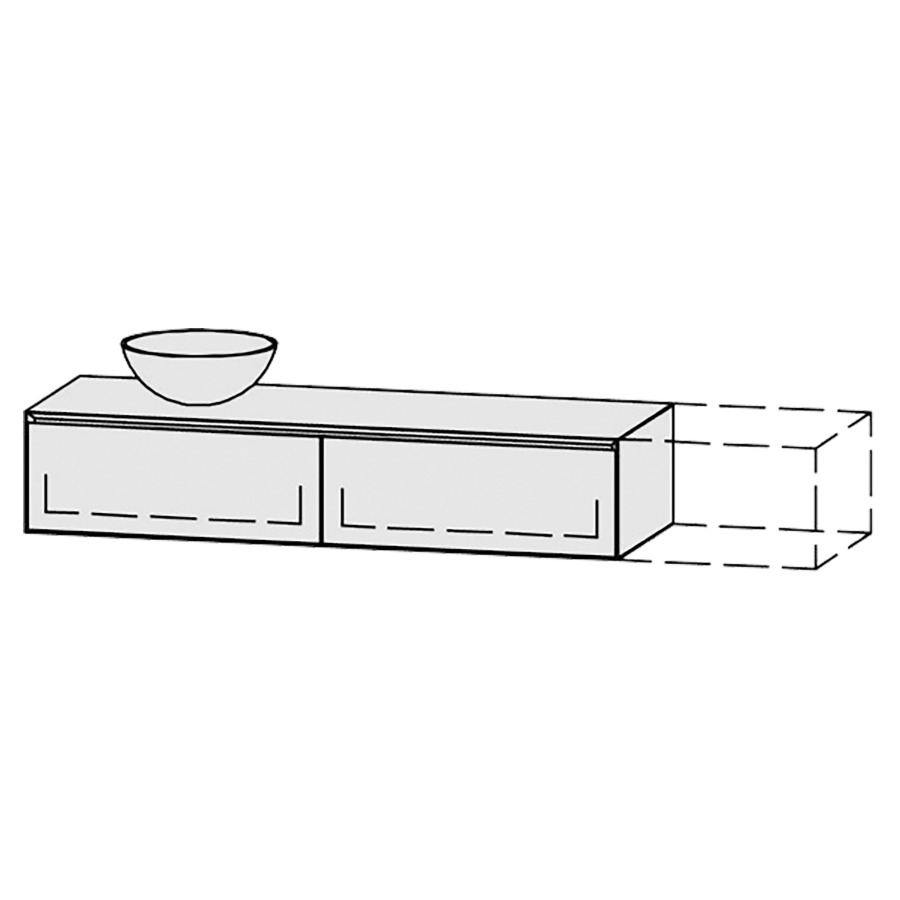 Combinaison de meuble Vanity Tribute Alea Style
151-200 x 30 x 52 cm
avec table de lavabo 1.9 cm
pour lavabo à poser à gauche
2&nbsp;éléments de tiroir, 1&nbsp;tiroir chacune
avec Blumotion, Legrabox noir
sans cache-siphon
incl. consoles