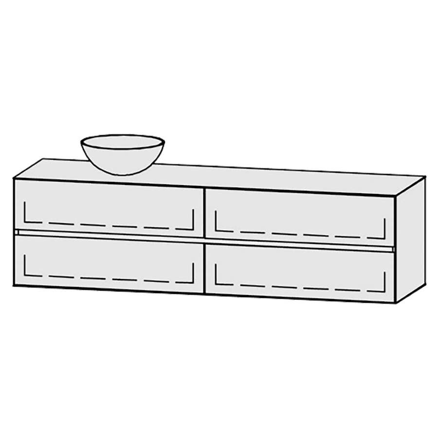 Meuble
Vanity-Tribute Alea Line
180 x 50 x 52 cm
incl. table de lavabo 1,9 cm.
encastrement du lavabo
par dessus
axe de lavabo 45/135 cm.
incl. consoles
2 éléments avec 2 tiroirs
extrait complet et blumotion
1 cache-siphon
tiroirs Legrabox noir