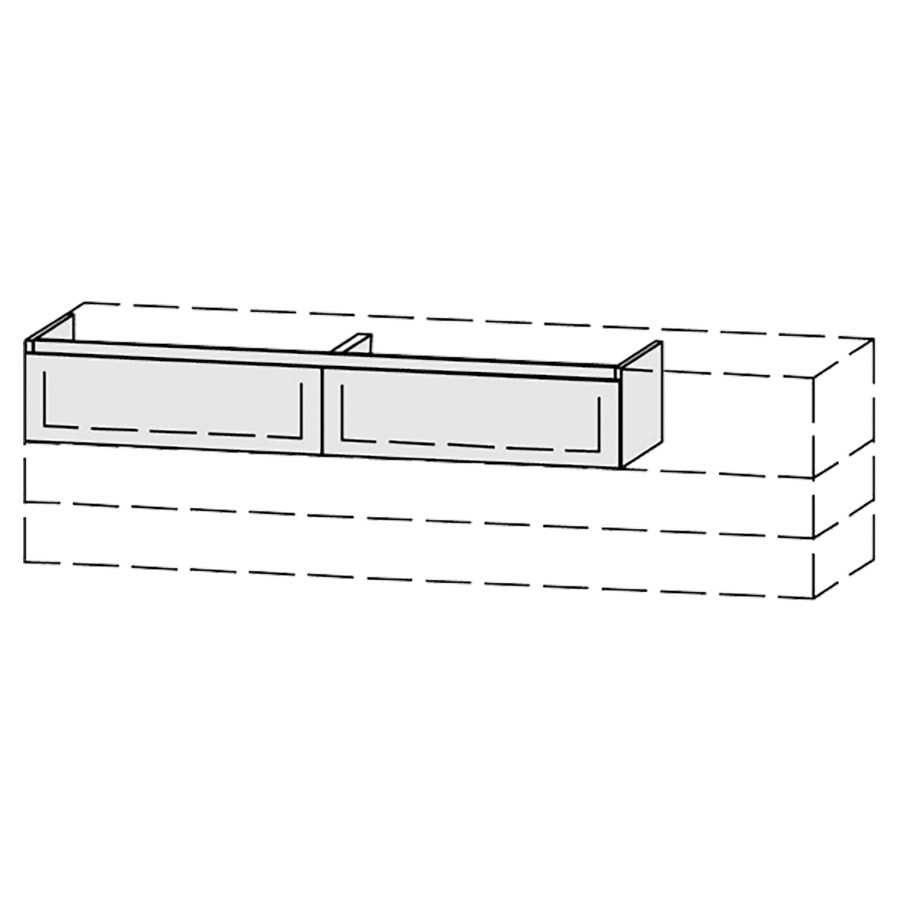 Élément inférieur  Vanity Bocco Style
151-200 x 25-55 x 40-55 cm
2&nbsp;éléments de tiroir, 1&nbsp;tiroir chacune
avec Blumotion
1 cache-siphon